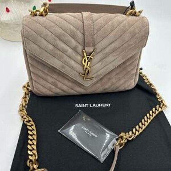 Women's Saint Laurent Ysl quilted medium suede shoulder Bag made in Italy - Picture 16 of 16